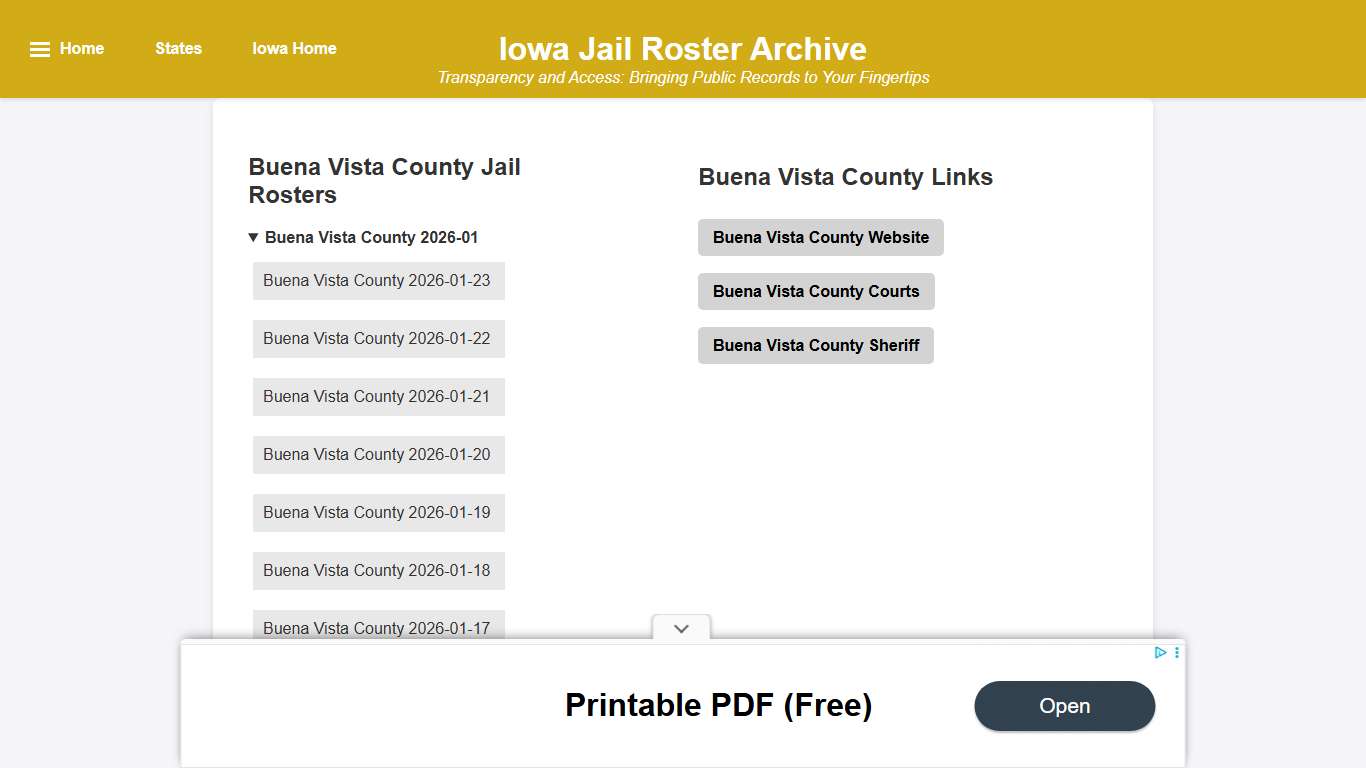 Buena Vista County - Iowa Jail Rosters