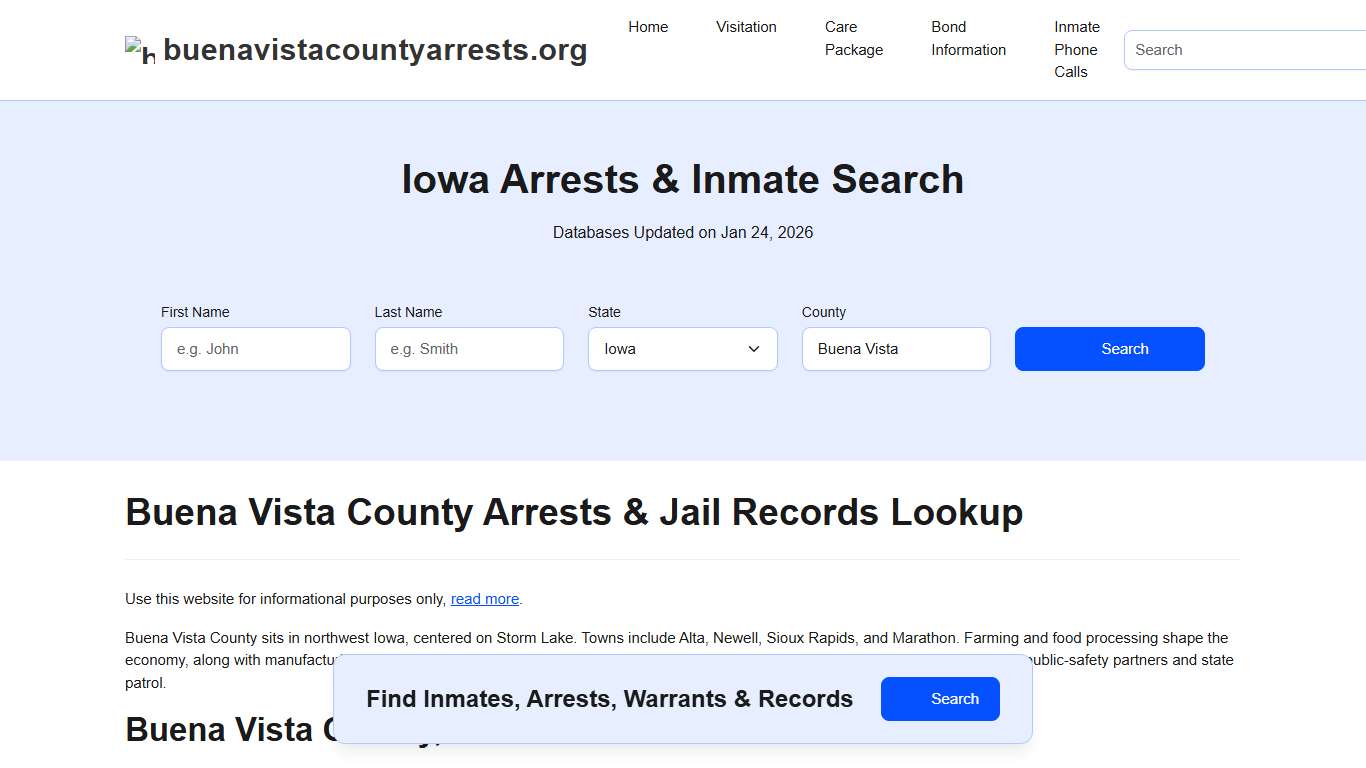 Buena Vista County, IA Arrests, Warrants, Police Records Search